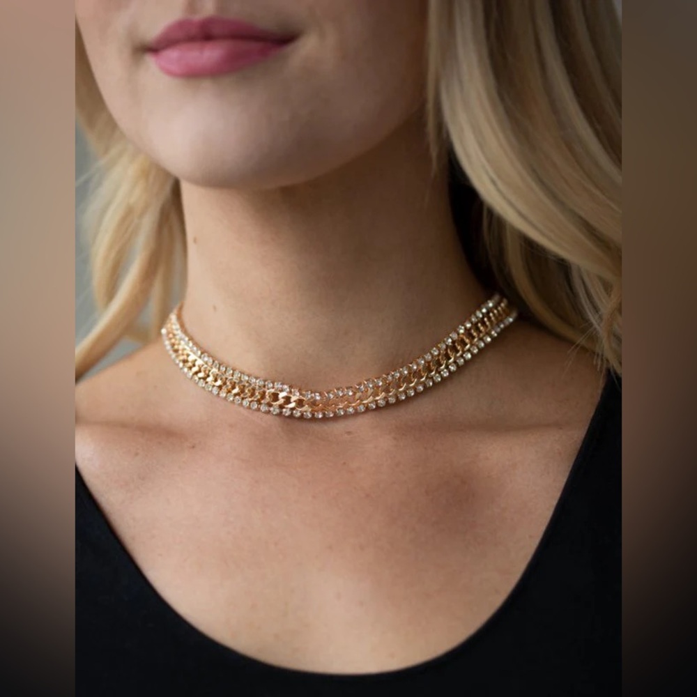 Paparazzi Gold and Rhinestone Choker